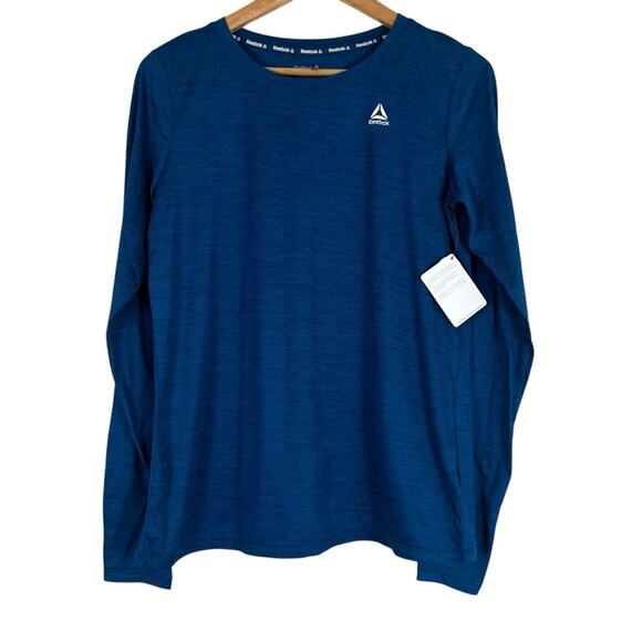 NWT Reebok Long Sleeve T-Shirt Mens M Blue Quick Dry Crewneck Athleisure Basic - Picture 1 of 6